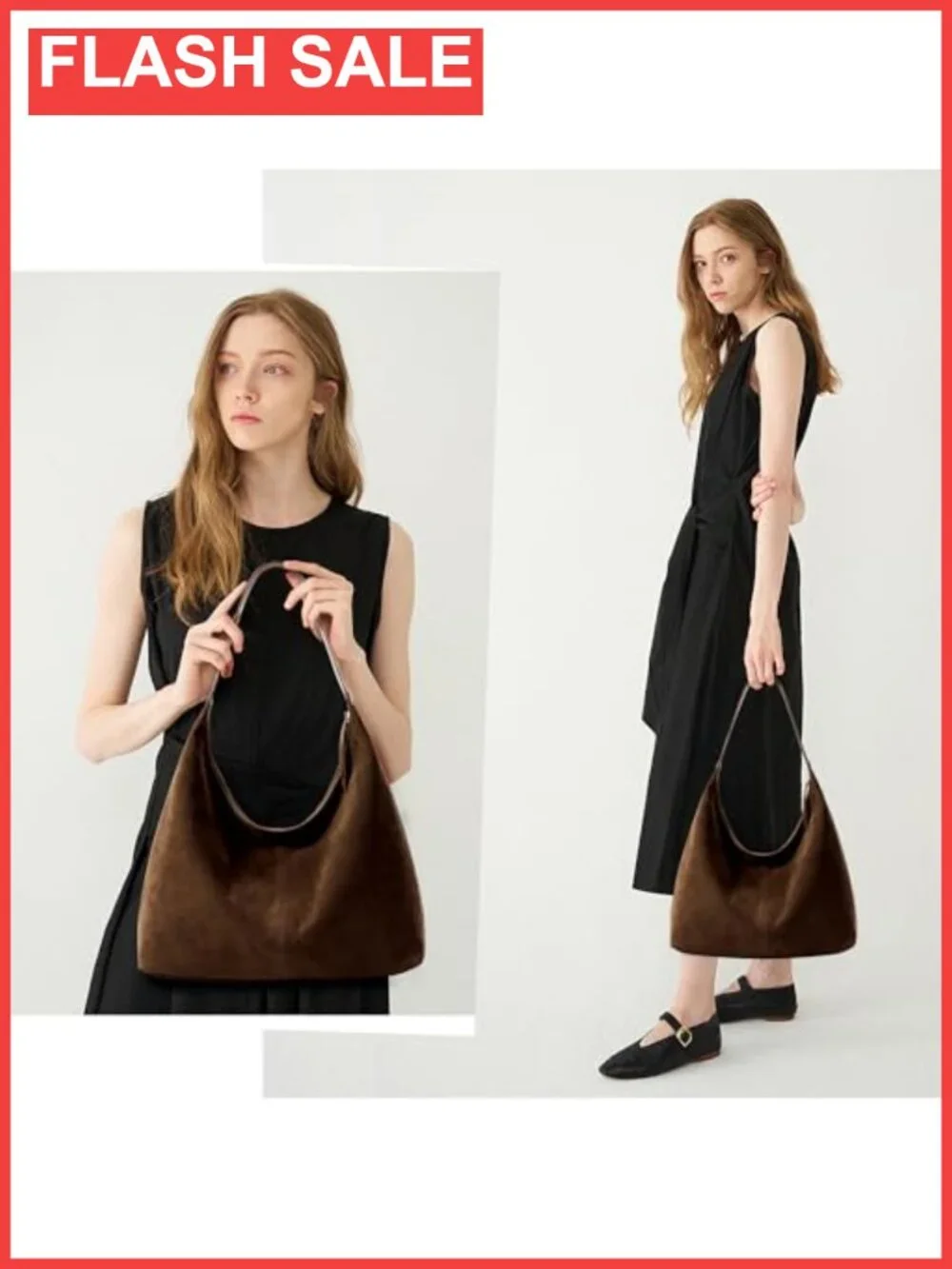 Slouchy Vegan Leather Crescent Hobo Tote Bag Zipper Shoulder Purse